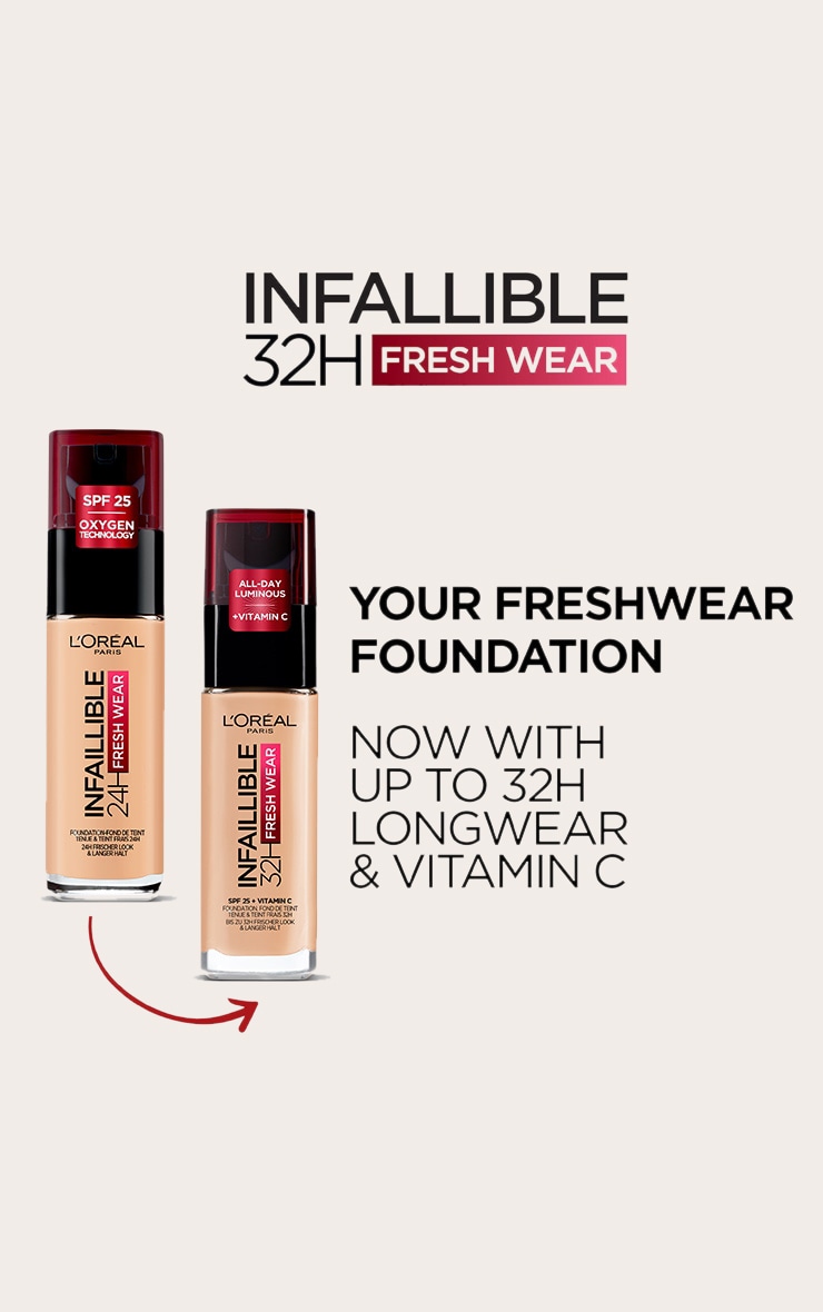 L'Oreal Paris Infallible 32H Fresh Wear Foundation 145 Rose Beige Vitamin C SPF 25 image 2
