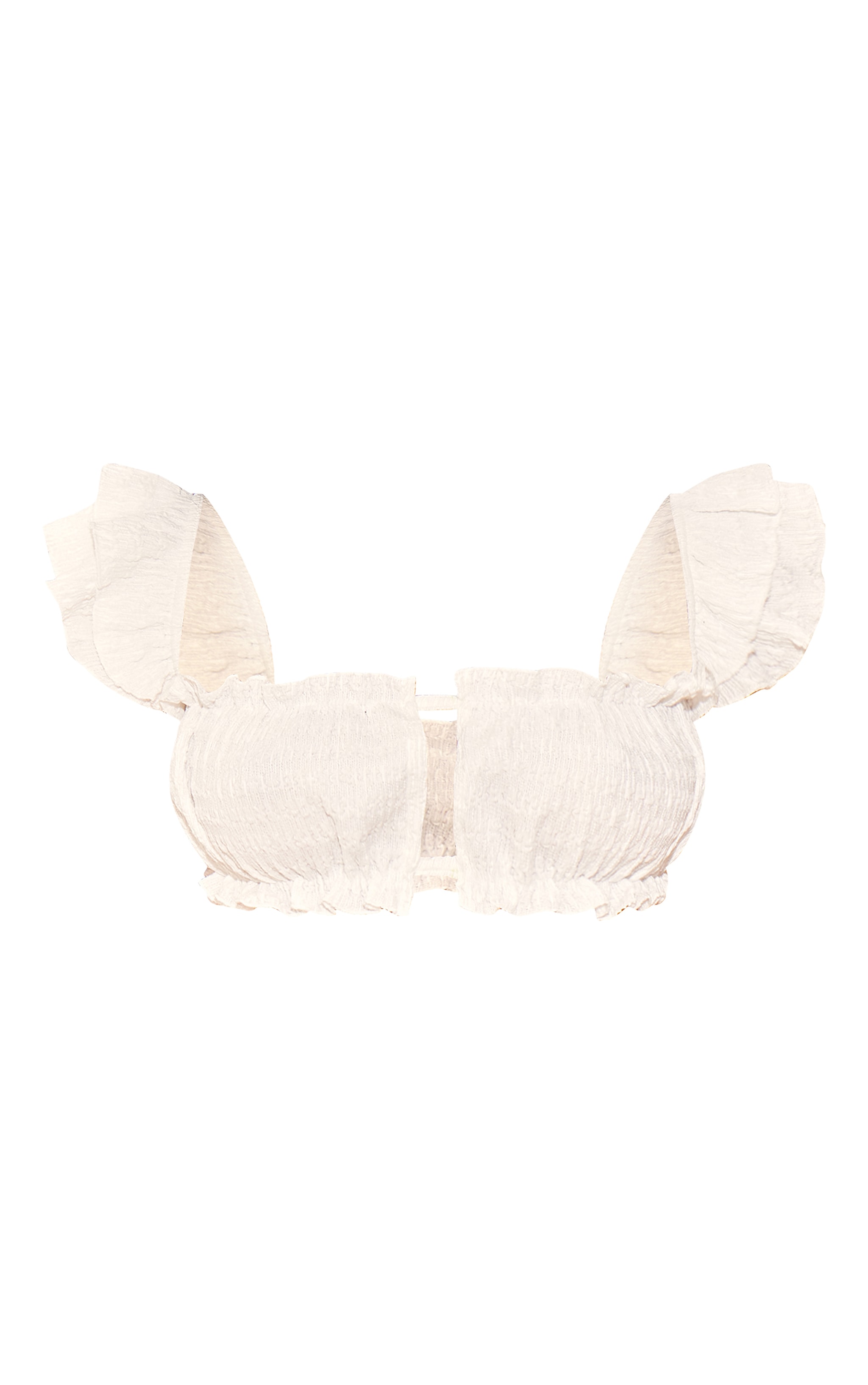 Petite White Textured Frill Detail Crop Top image 5