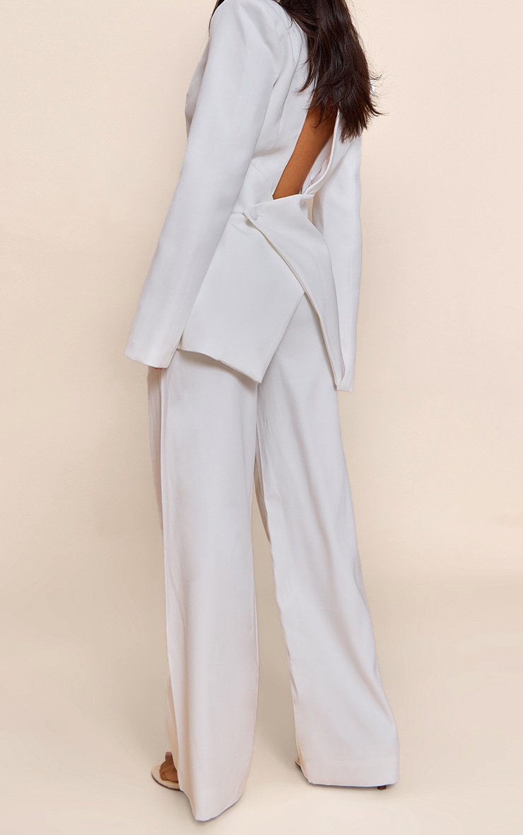 Petite White Wide Leg Tailored Pants image 3