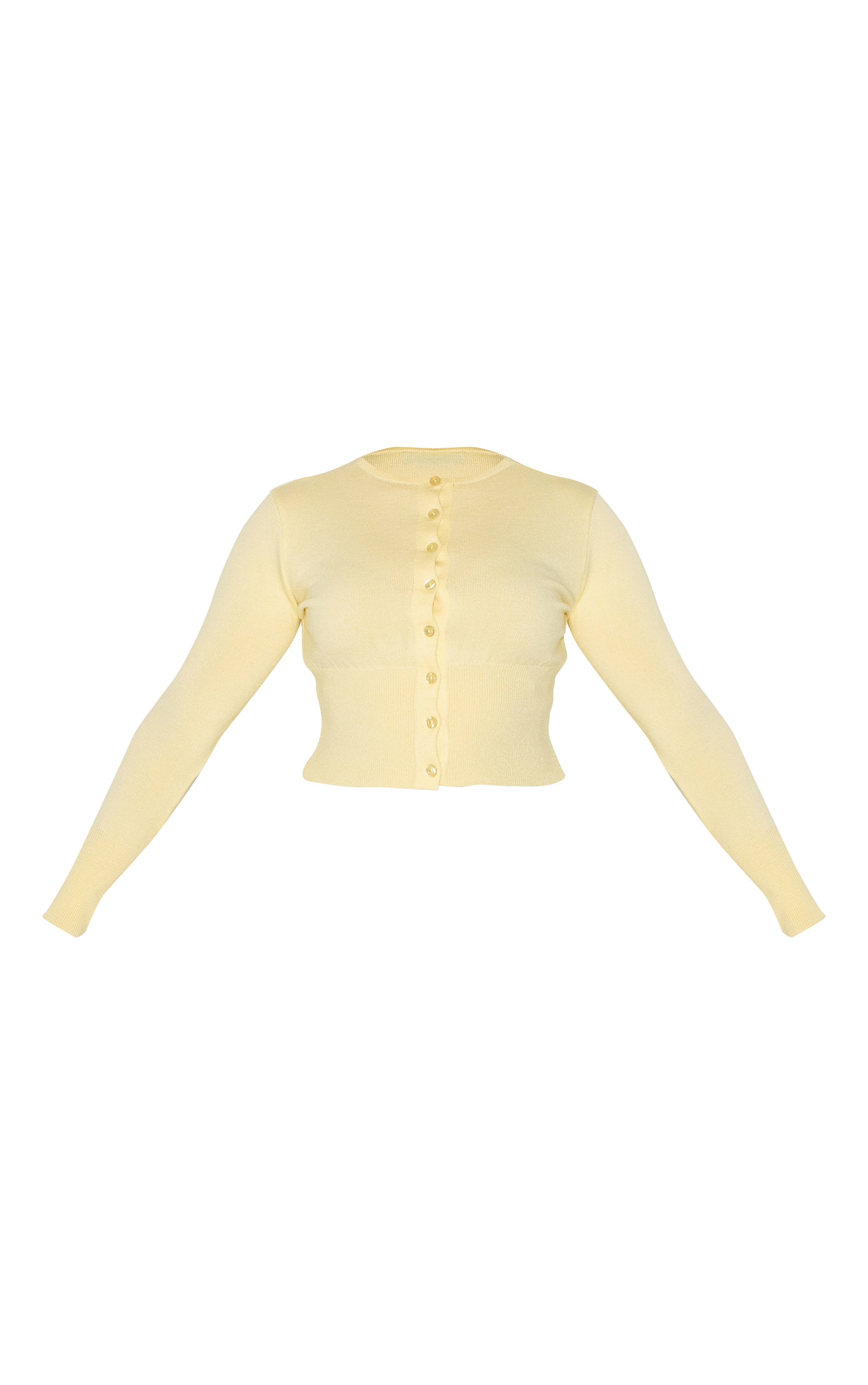 Shape Cardigan en maille tricot côtelée jaune citron à boutons devant image 5