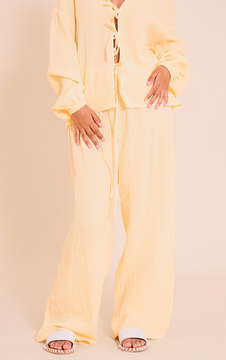 Petite Lemon Cheesecloth Textured Wide Leg Pant image 2