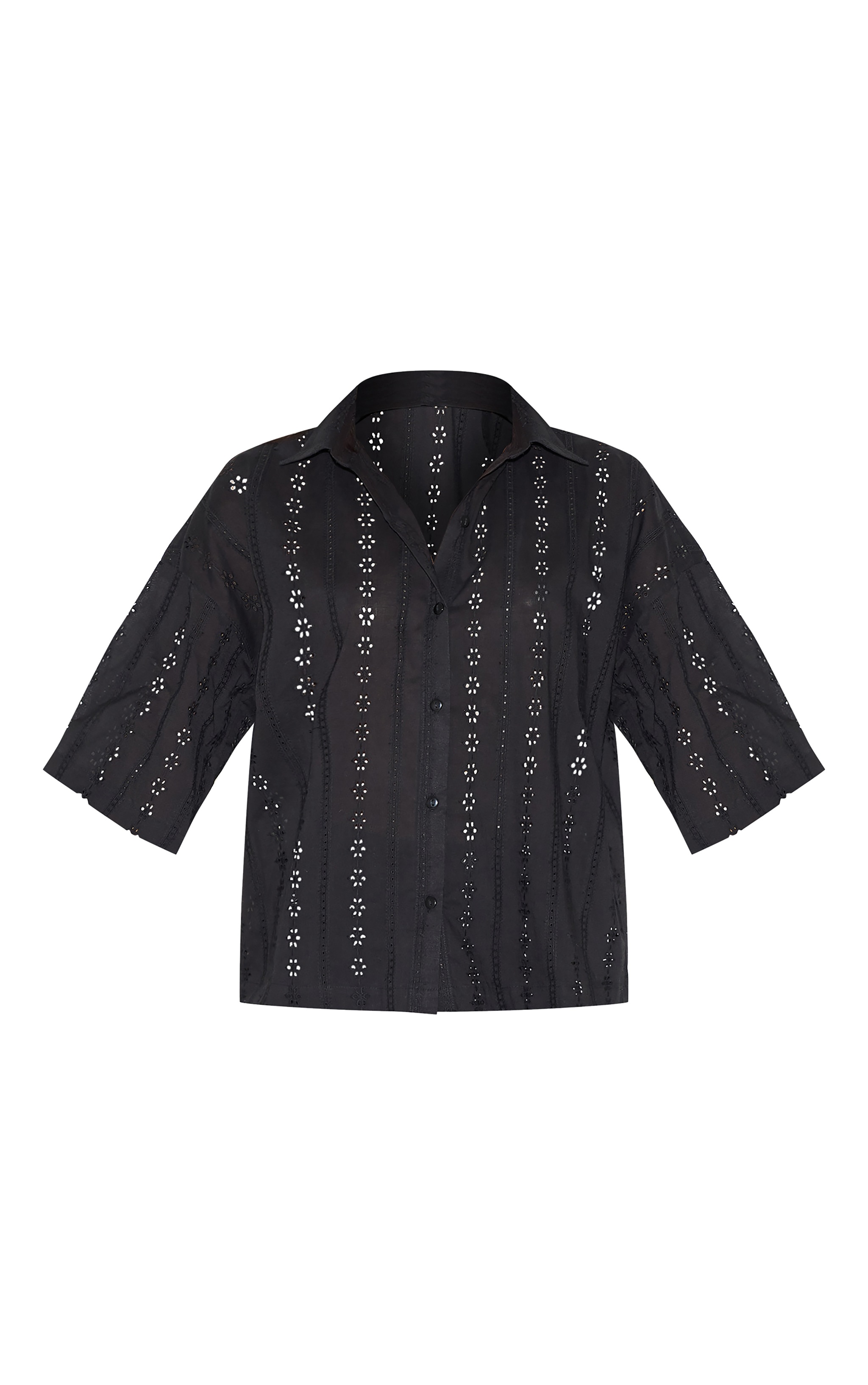 Black Broderie Boxy Shirt image 5