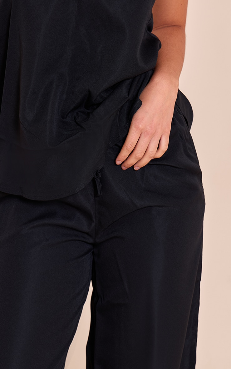 Black Tailored Wide Leg Drawstring Pants image 4