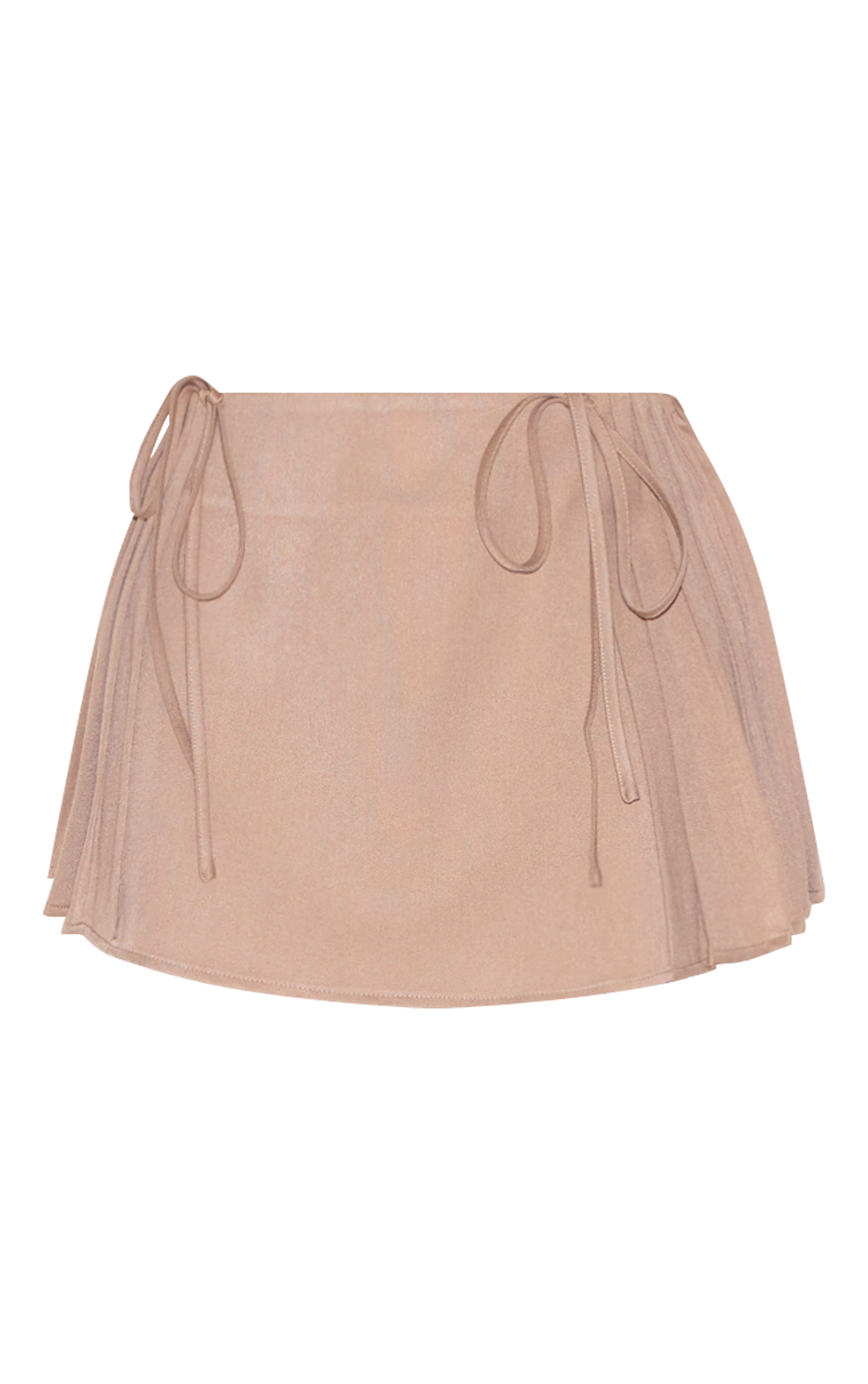 Petite Taupe Tie Detail Pleated Mini Skirt image 6