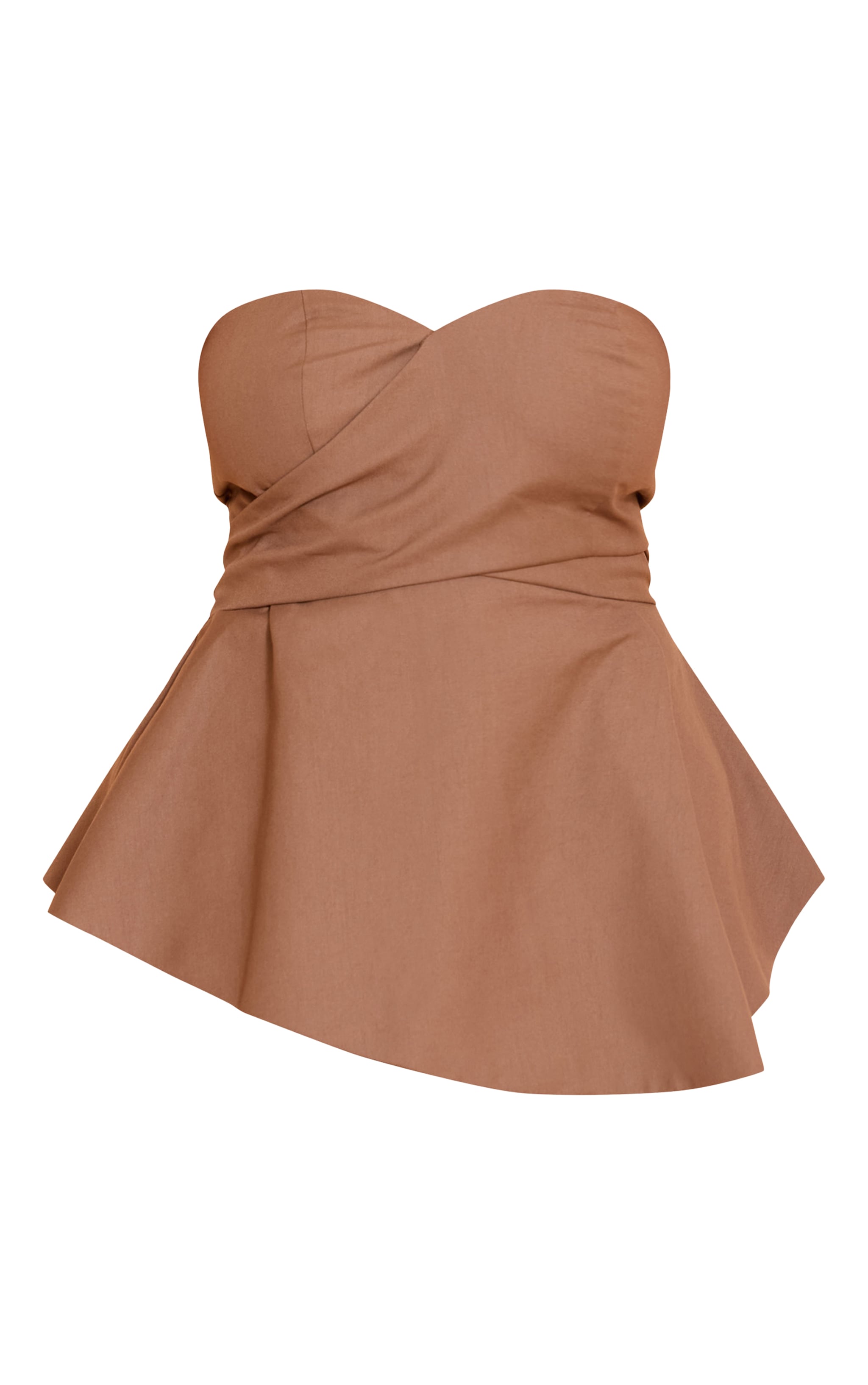 Shape Mocha Woven Wrap Front Peplum Top image 5