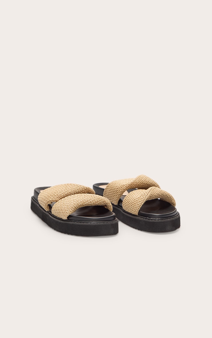 Sandales rondes en raphia beige à brides torsadées et lit plantaire image 2