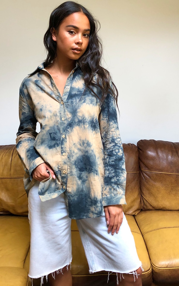 Grey Oversized Tie Dye Shirt