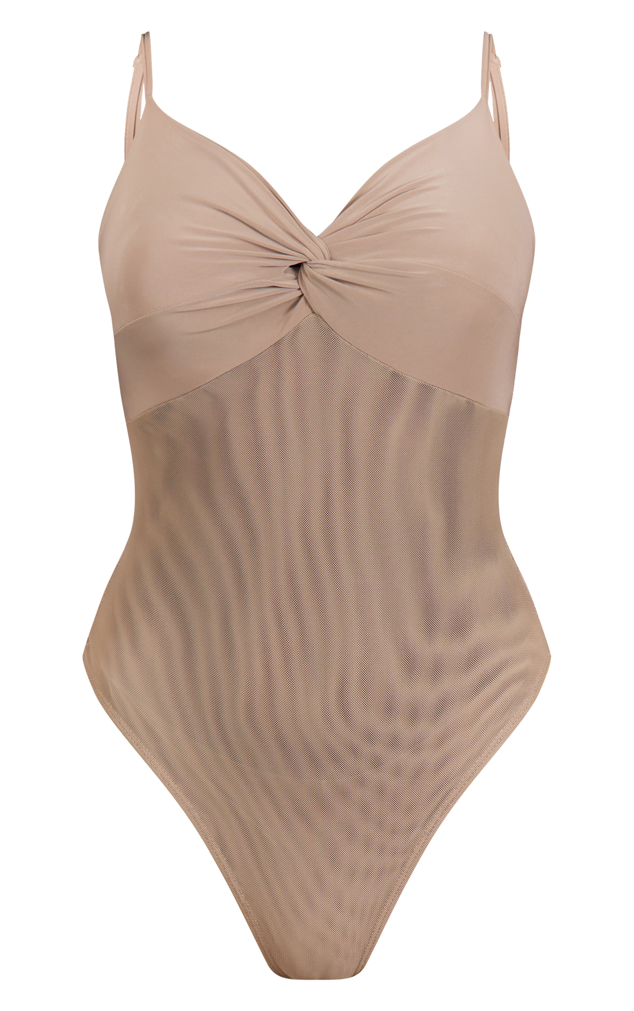 Tan Twist Bust Mesh Bodysuit image 5