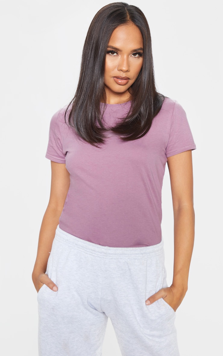 Washed Violet Fitted Short Sleeve T Shirt