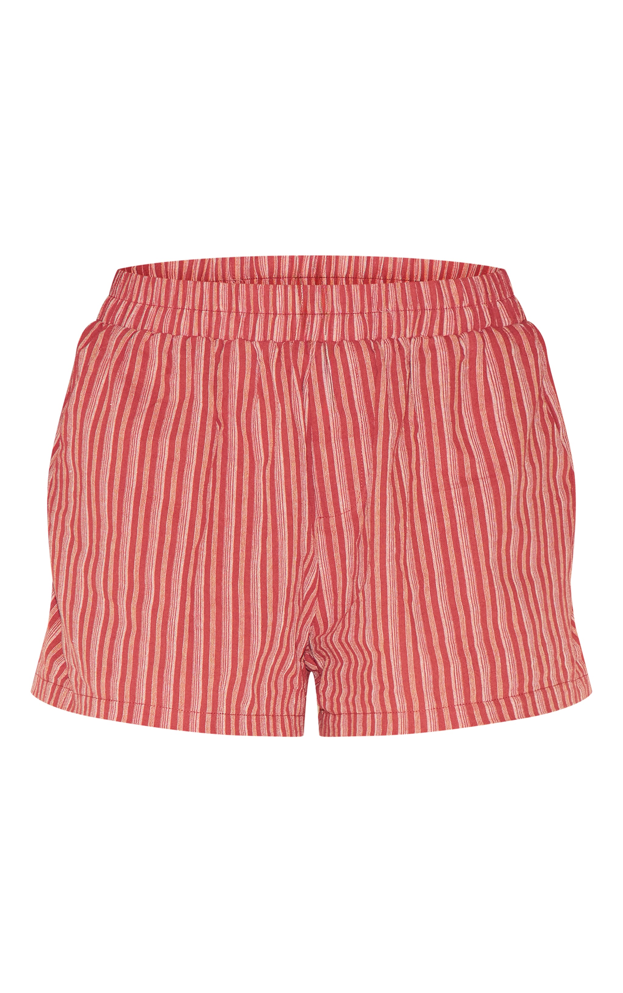 Red Striped Linen Look Floaty Shorts image 6