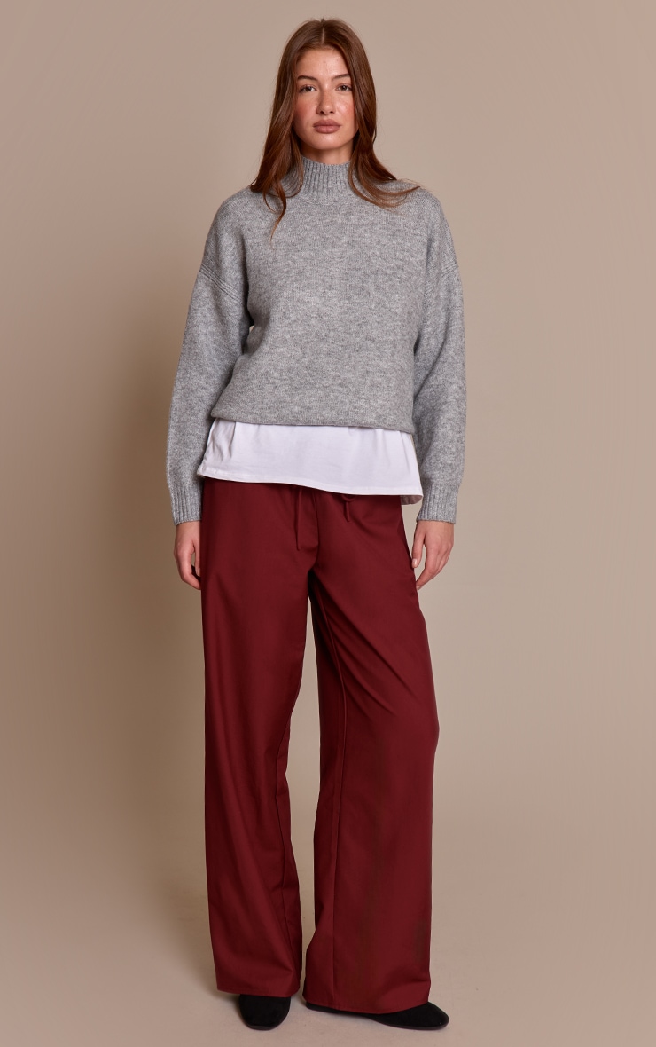 Plum Woven Drawstring Low Rise Relaxed Pants image 2