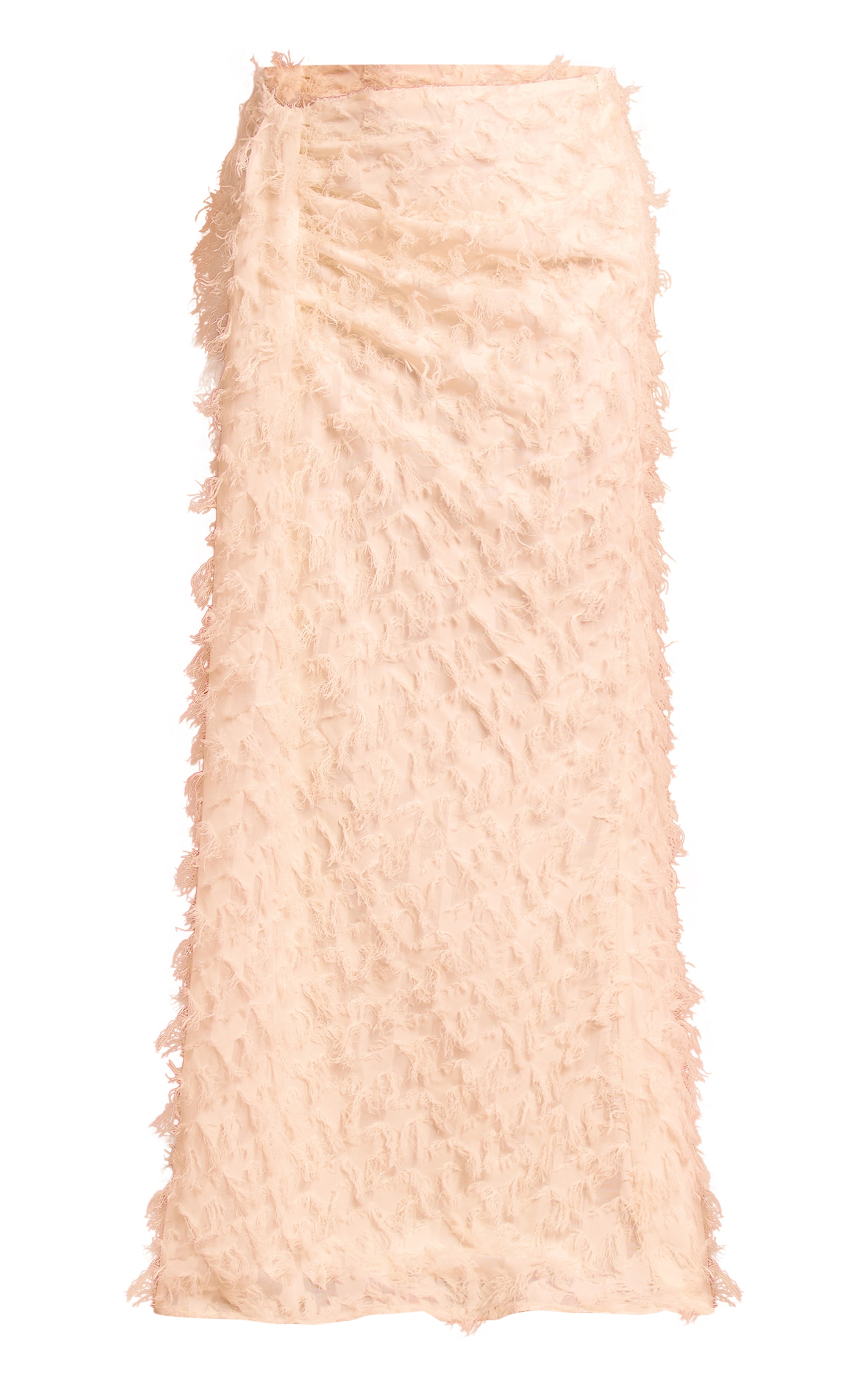 Cream Distressed Woven Dip Waist Maxi Skirt image 6