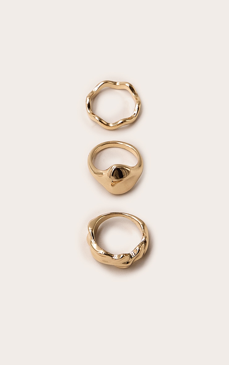 Gold Smooth Molten Ring Multi Pack image 3