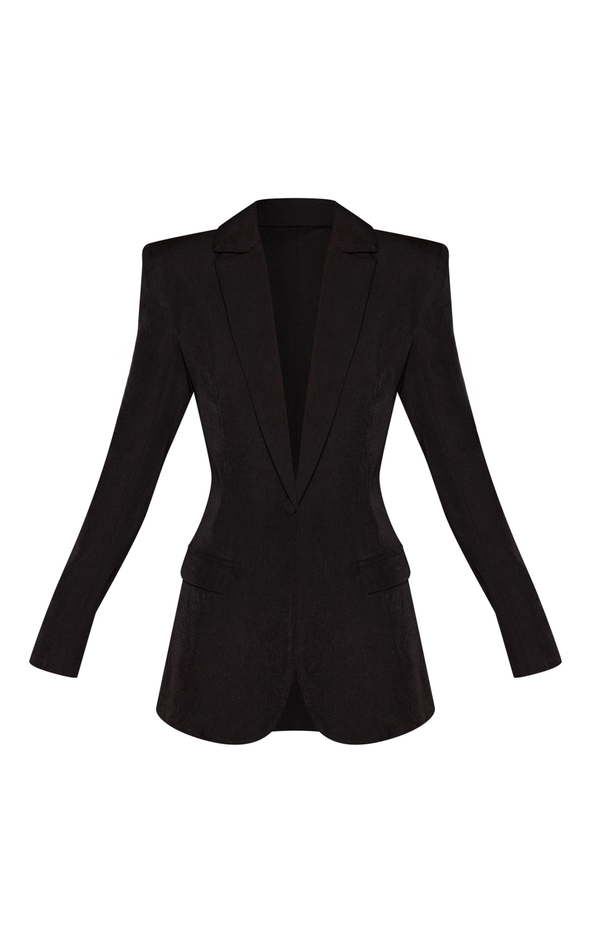 Premium Black Woven Fitted Blazer image 5