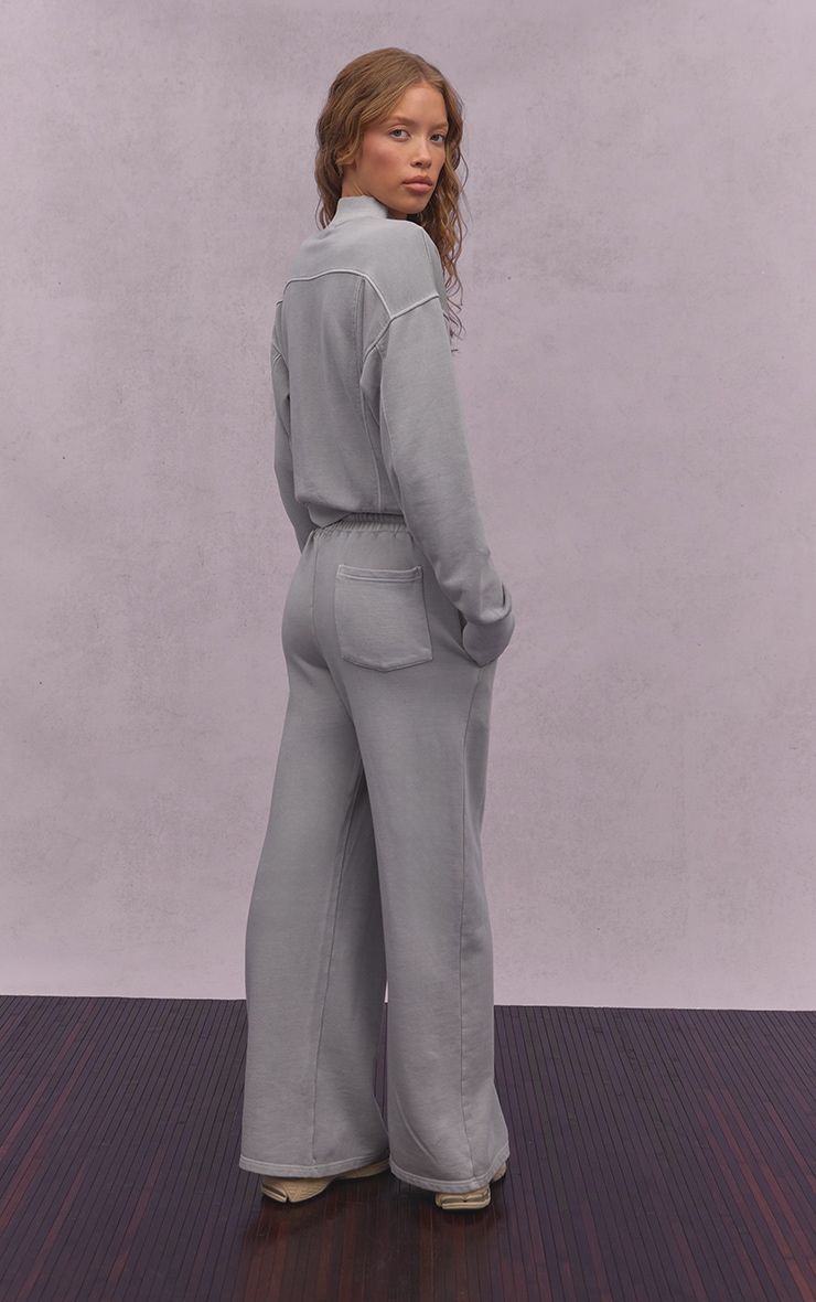 Ash Grey Acid Wash Drawcord Cuff Track Pant image 3