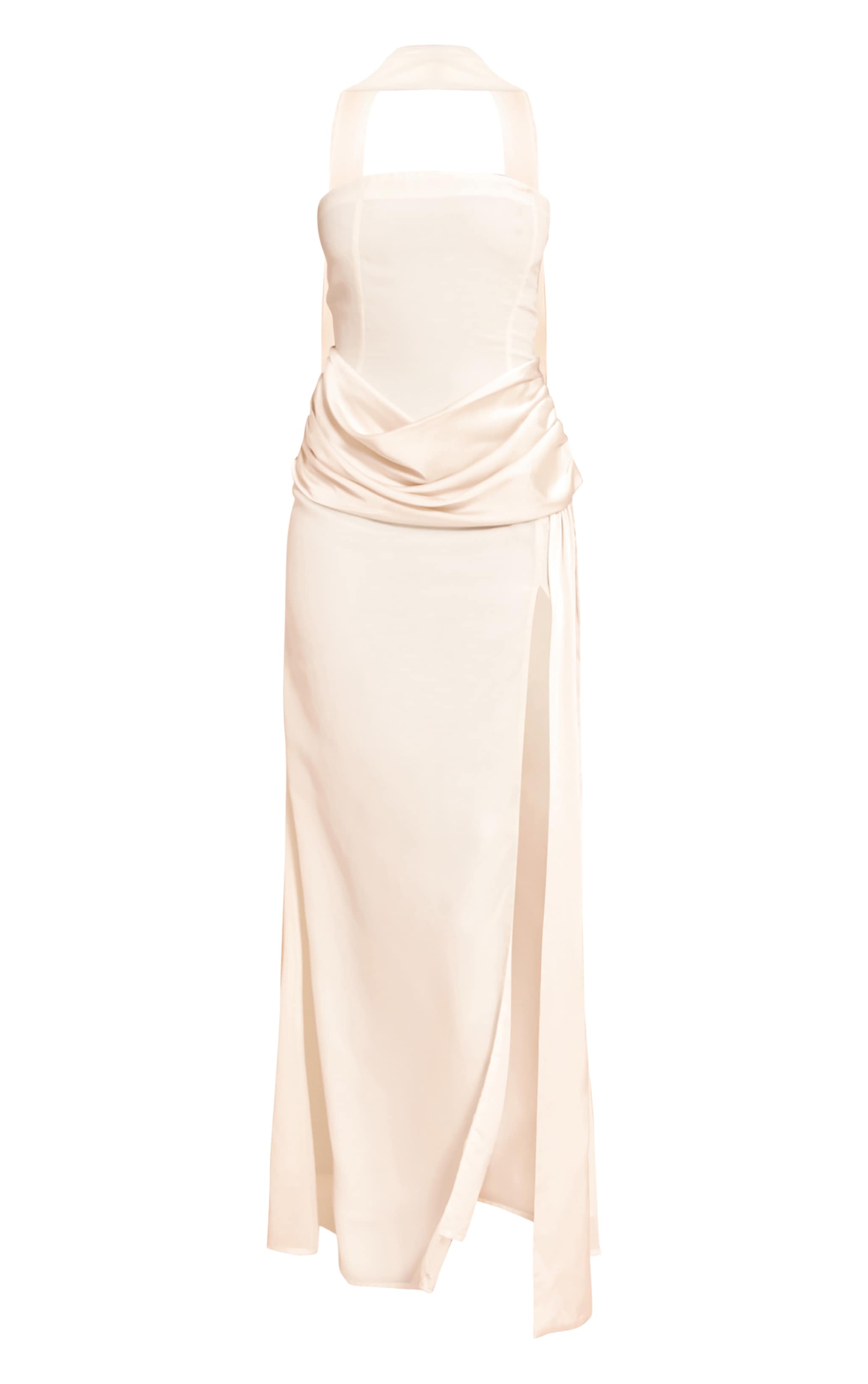 Cream Bandeau Drape Detail Maxi Dress image 5