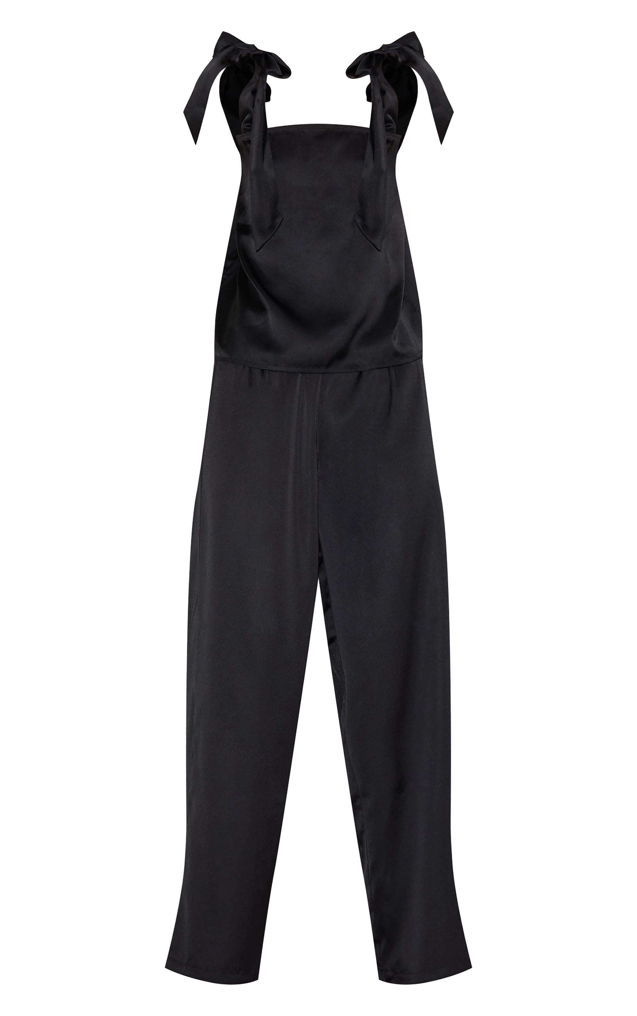 Black Satin Ribbon Tie Cami Long Pj Set image 5