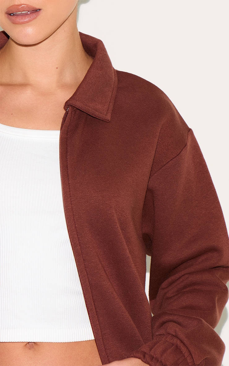 Chocolate Zip Through Collared Sweatshirt image 4