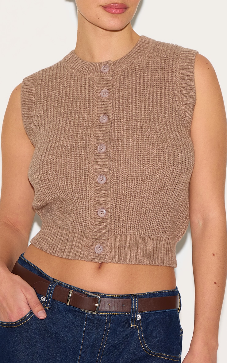 Mushroom Chunky Knit Sleeveless Jumper image 4