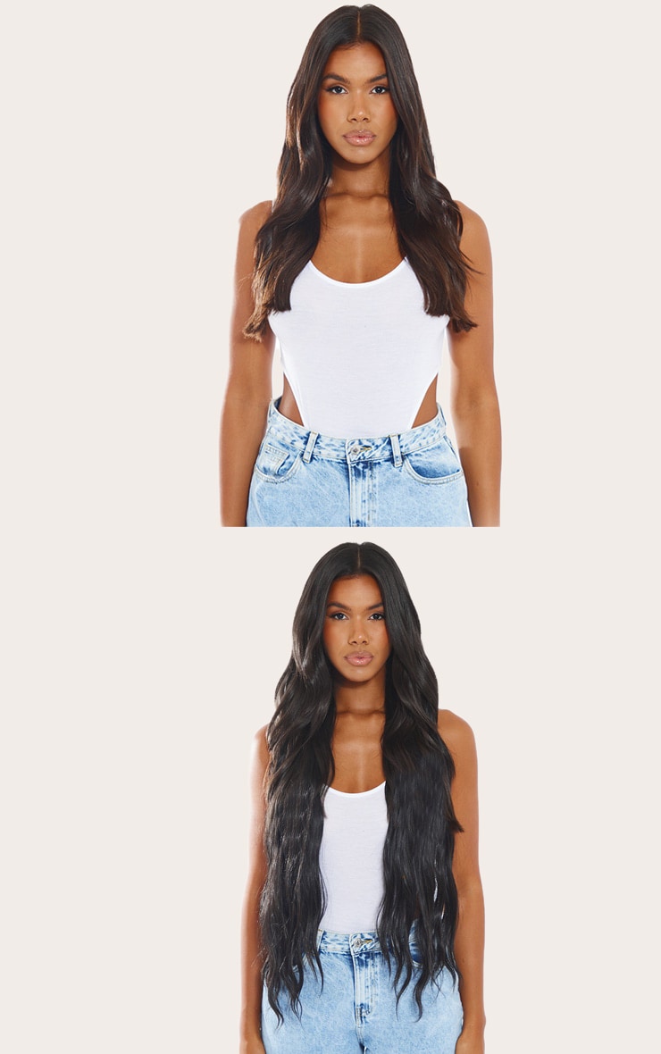 Lullabellz Extra AF 5 mèches d'extensions de cheveux naturelles ondulées à clipser Raven 86 cm image 3