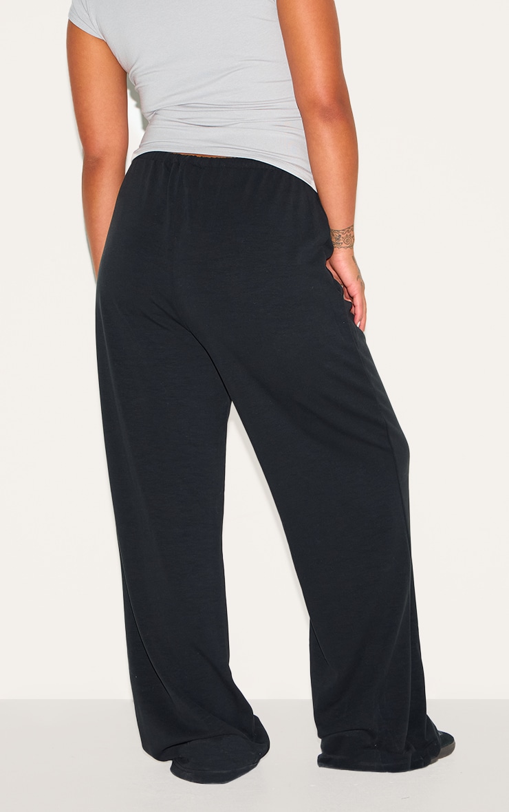 Plus Black Premium Soft Touch Low Rise Drawstring Straight Leg Pants image 3