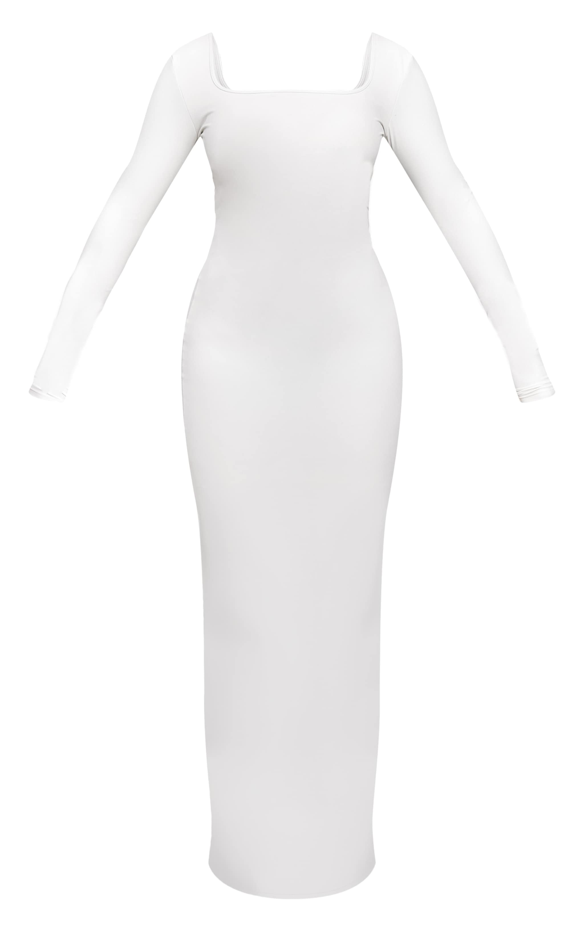 Shape Cream Built In Bra Sculpt Square Neck Long Sleeve Maxi Dress image 5