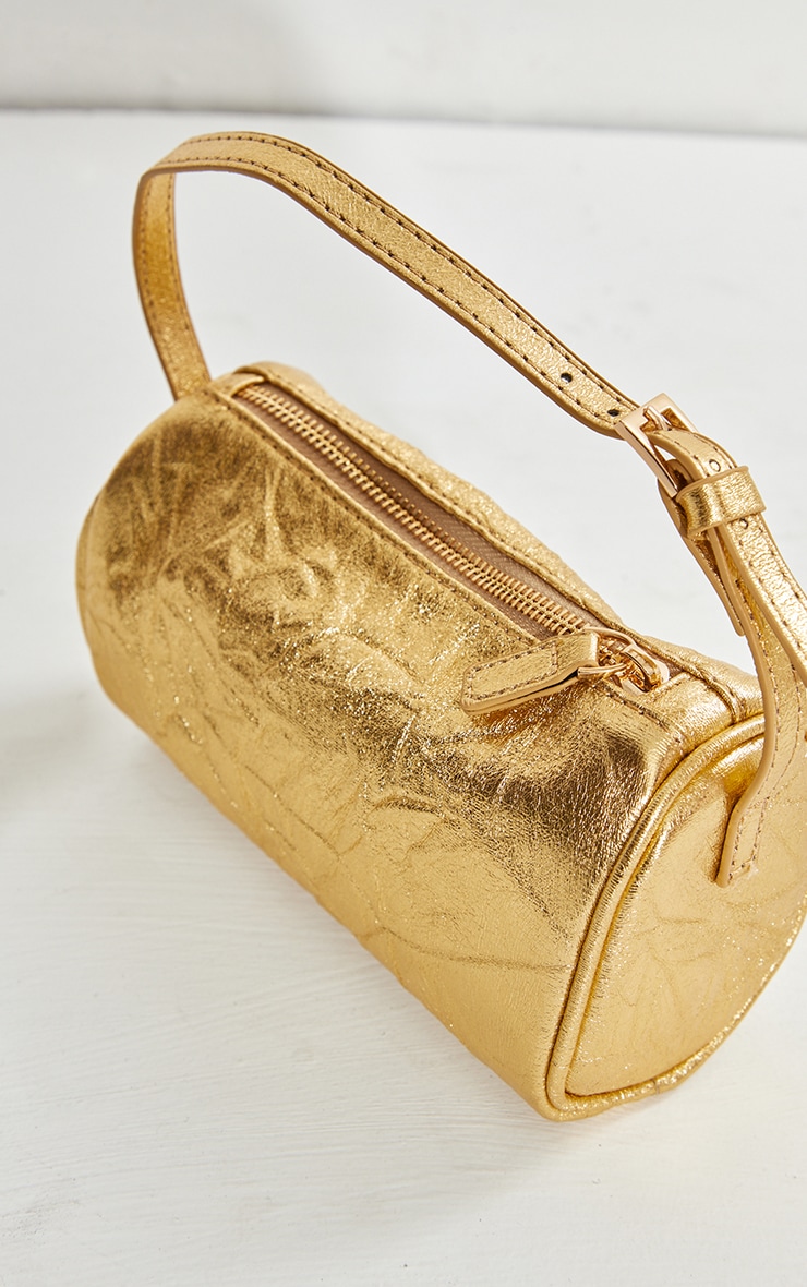 Gold Crinkle Pu Mini Bowling Handbag image 4