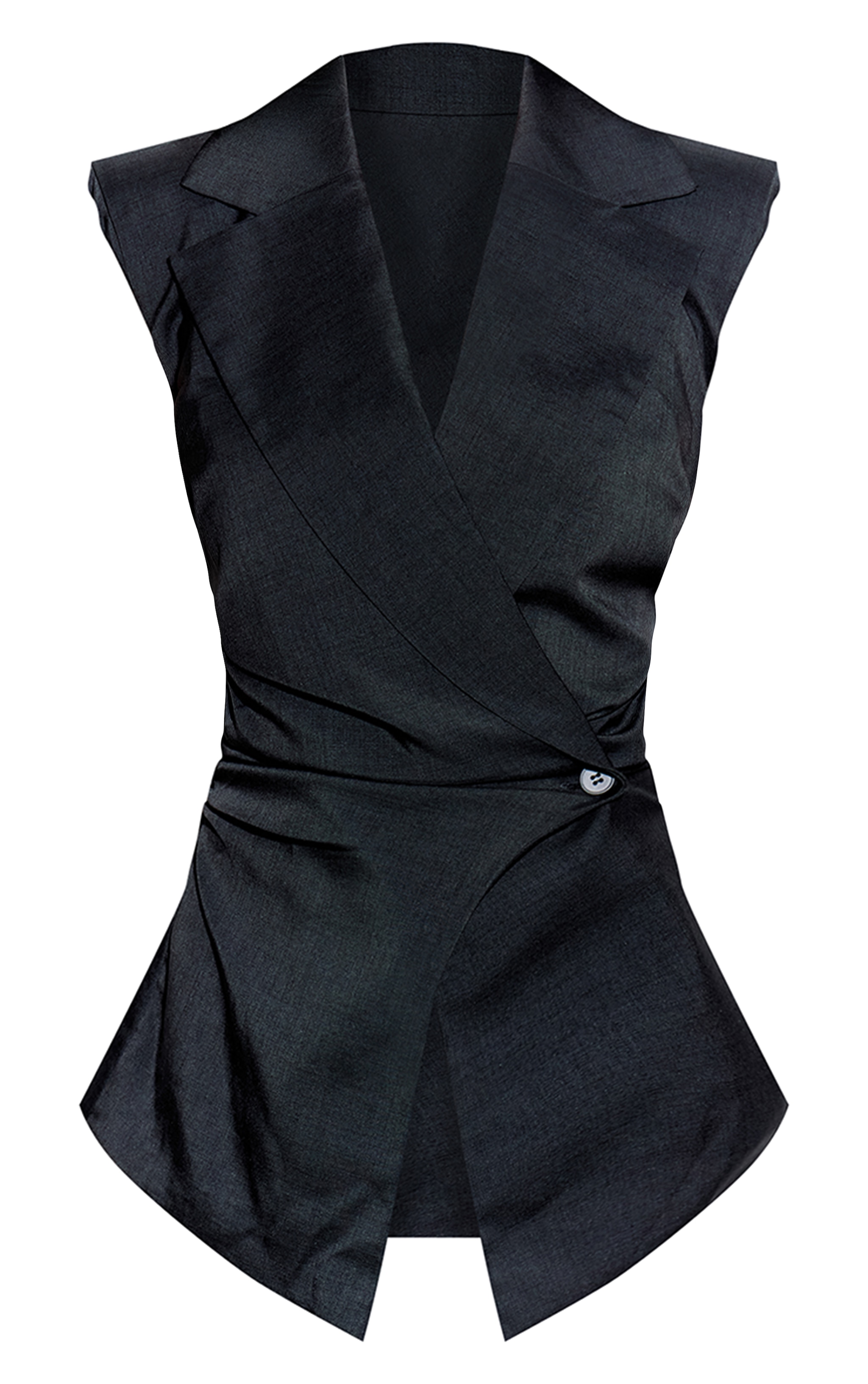 Navy Ruched Sleeveless Blazer image 5