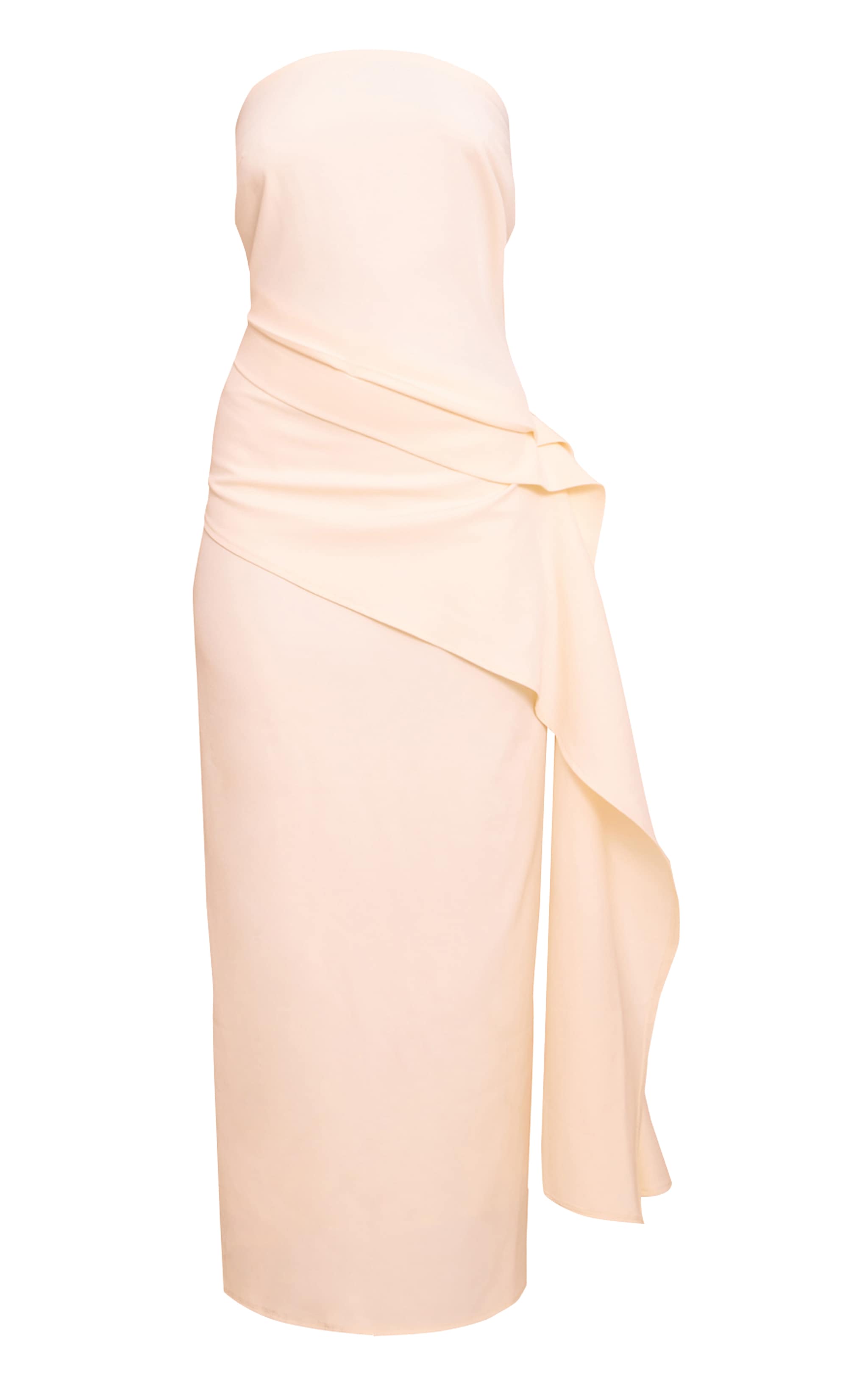 Butter Cream Woven Ruched Drape Detail Dress image 5