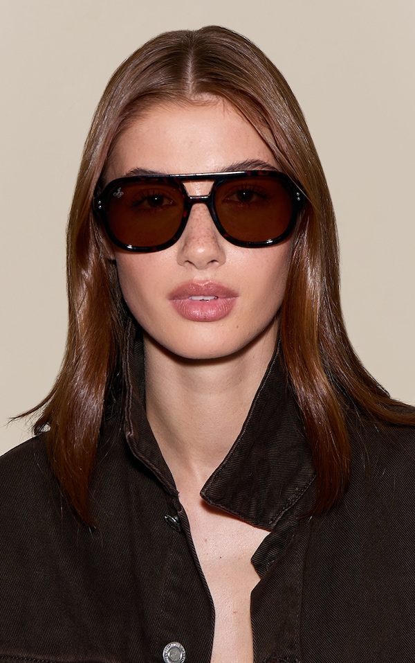 Tortoiseshell Round Frame Aviator Sunglasses