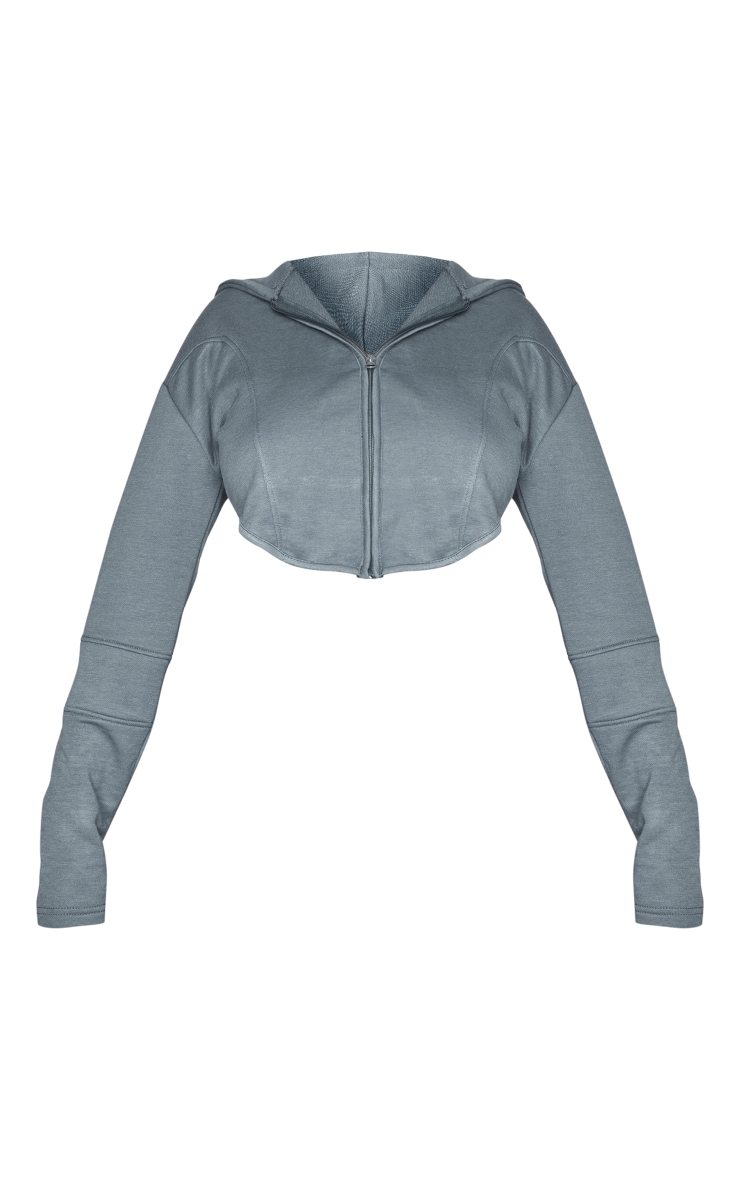 Shape Petrol Blue Corset Detail Hoodie Zip Through Jacket image 5