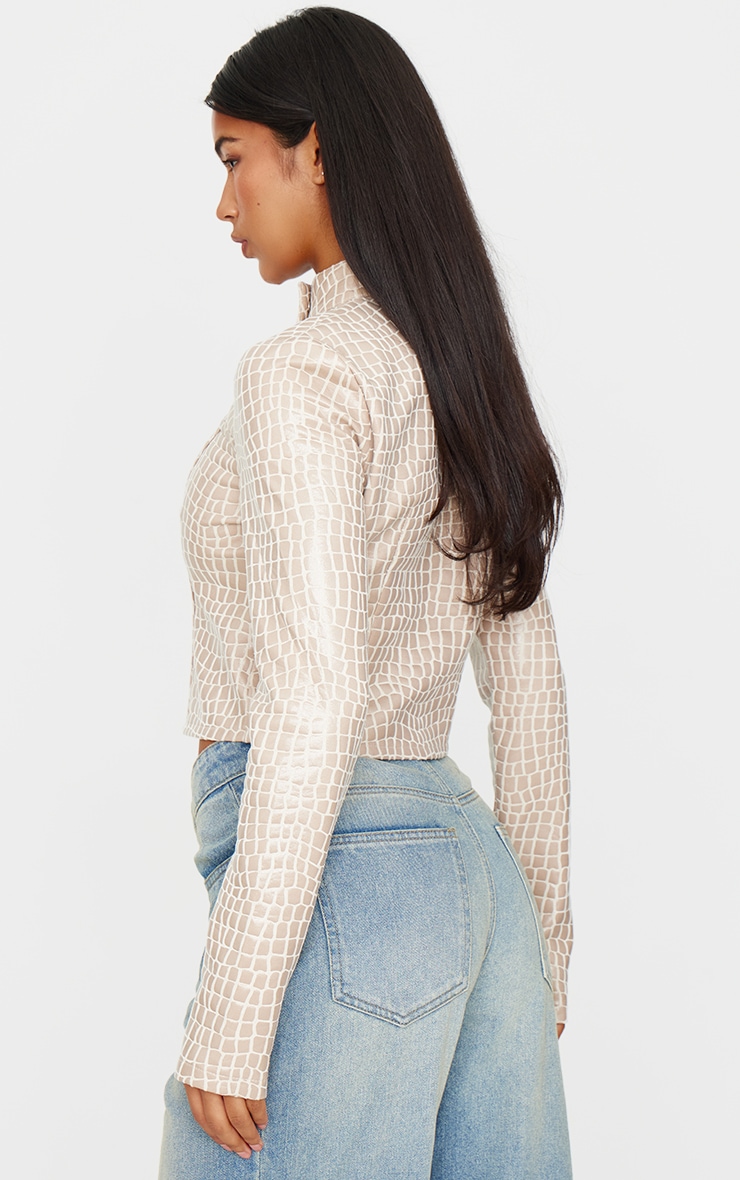 Stone Faux Leather Croc Fitted Jacket image 2