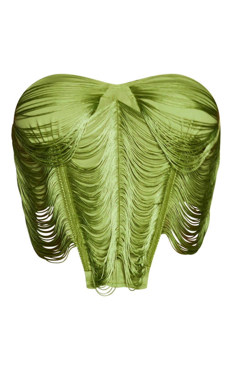 Shape Olive Fringe Drop Hem Corset image 5