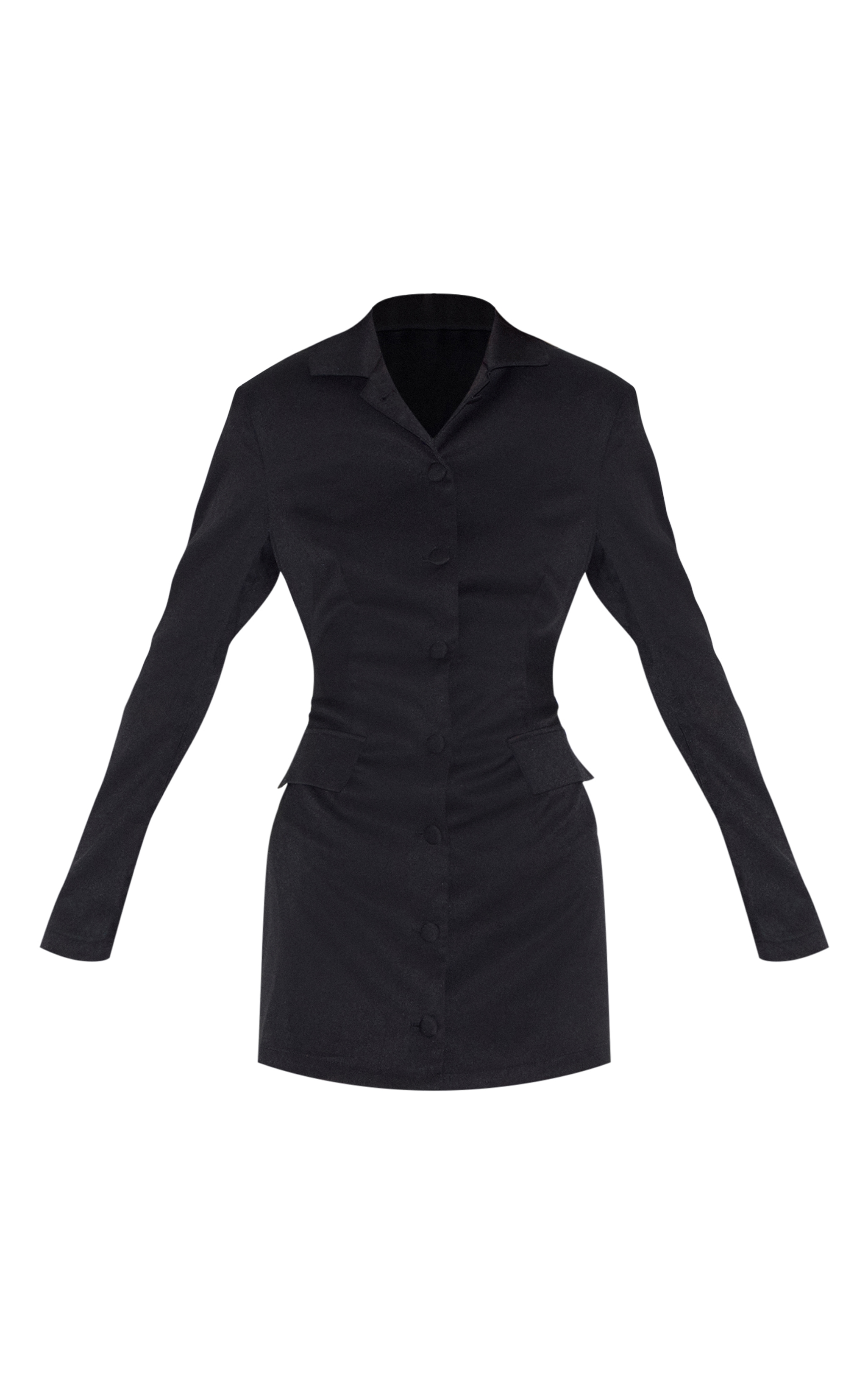 Black Tailored Button Up Pocket Detail Mini Dress image 5