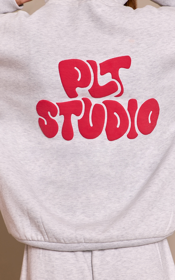 Ash Grey PLT Studio Print Oversized Hoodie image 4