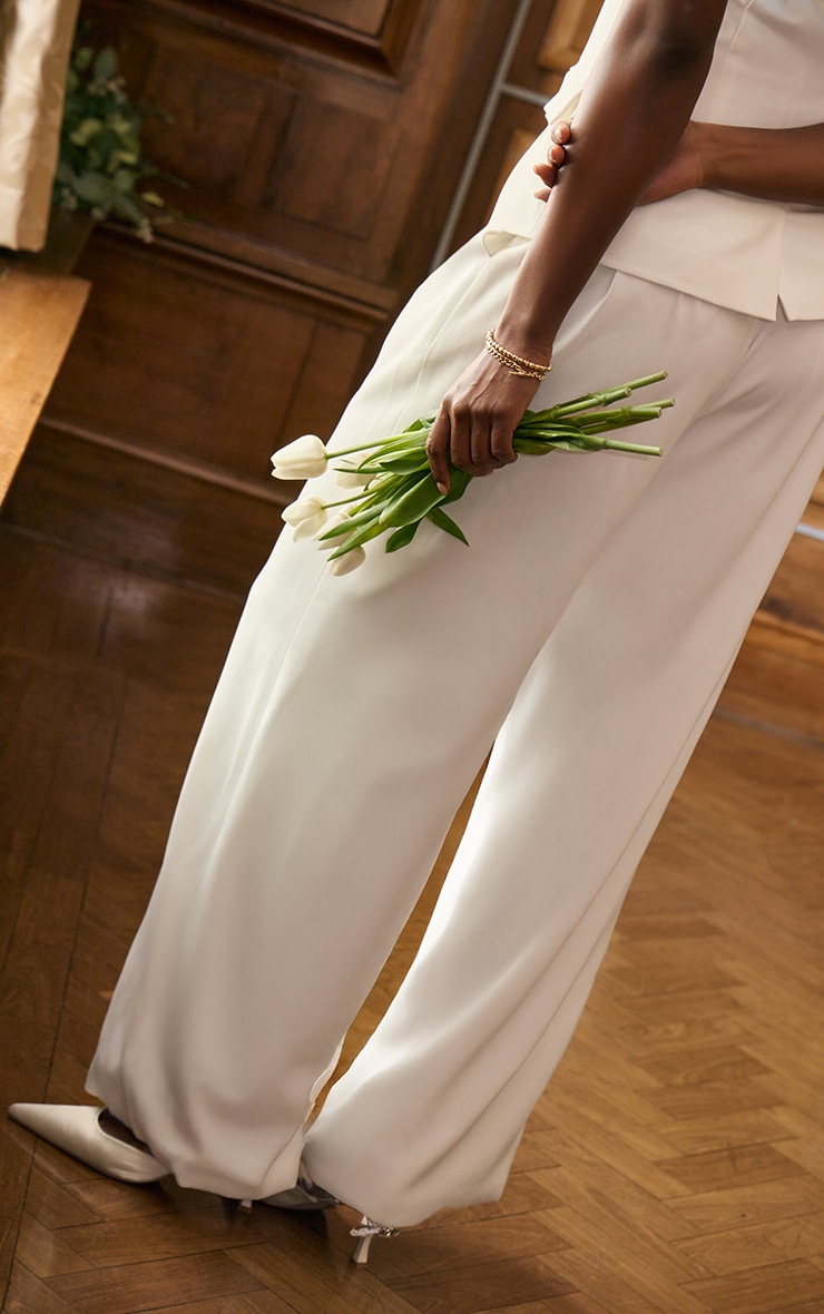 Pantalon de tailleur large doublé deluxe blanc image 4