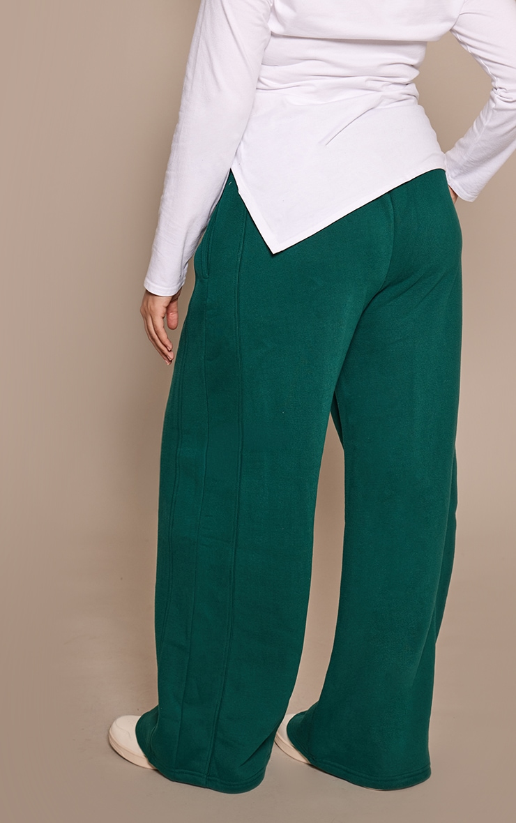 Plus Forest Green Sunday Reset Embroided Wide Leg Track Pant image 3