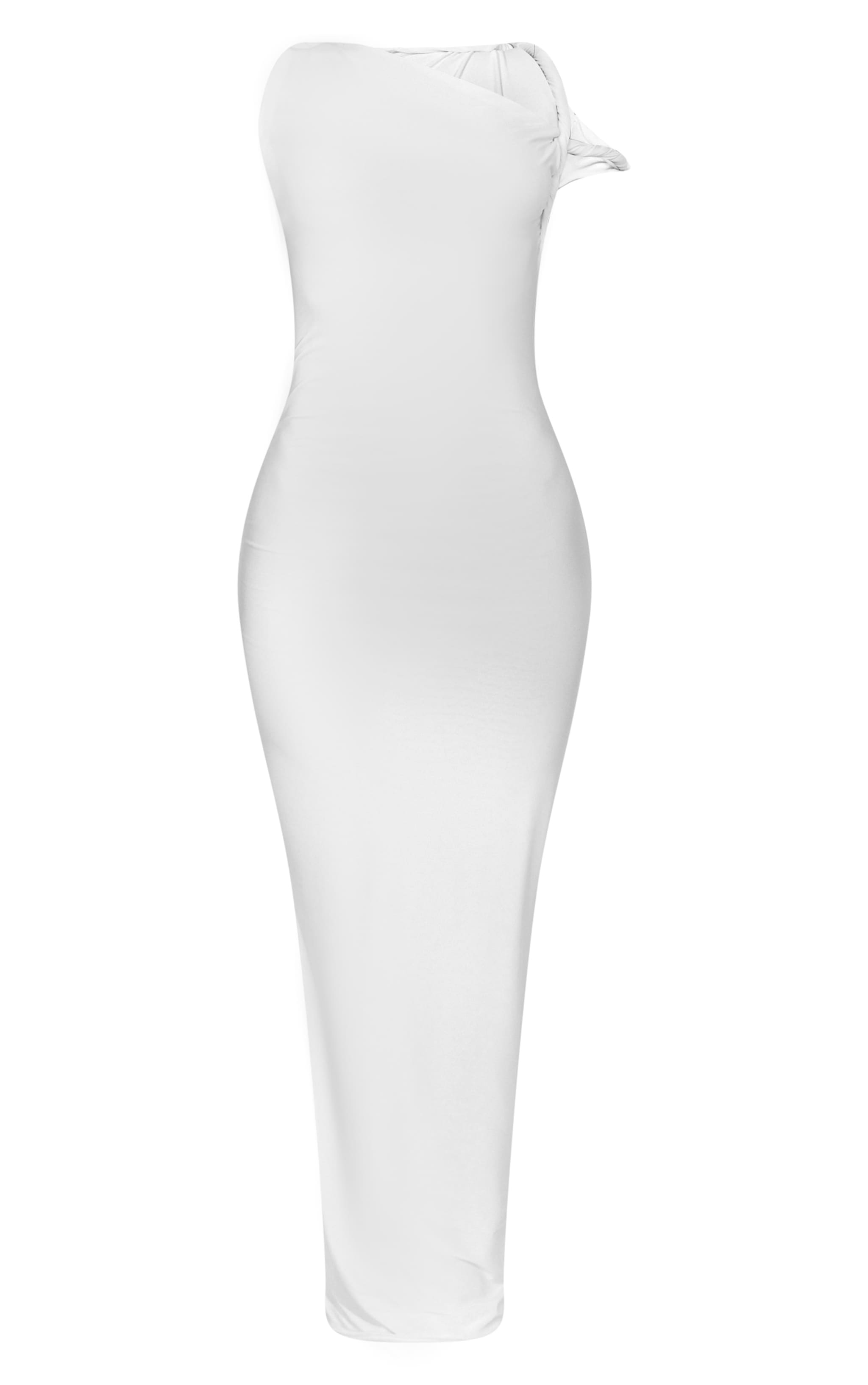 Petite Cream Slinky Twist Shoulder Maxi Dress image 5