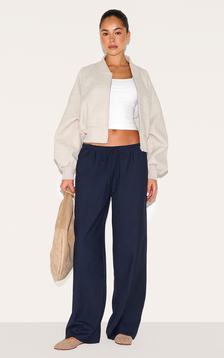 Stone Ruched Sleeve Cropped Bomber Jacket image 3