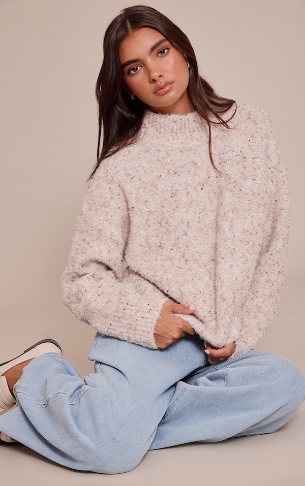 Pull oversize beige chiné
