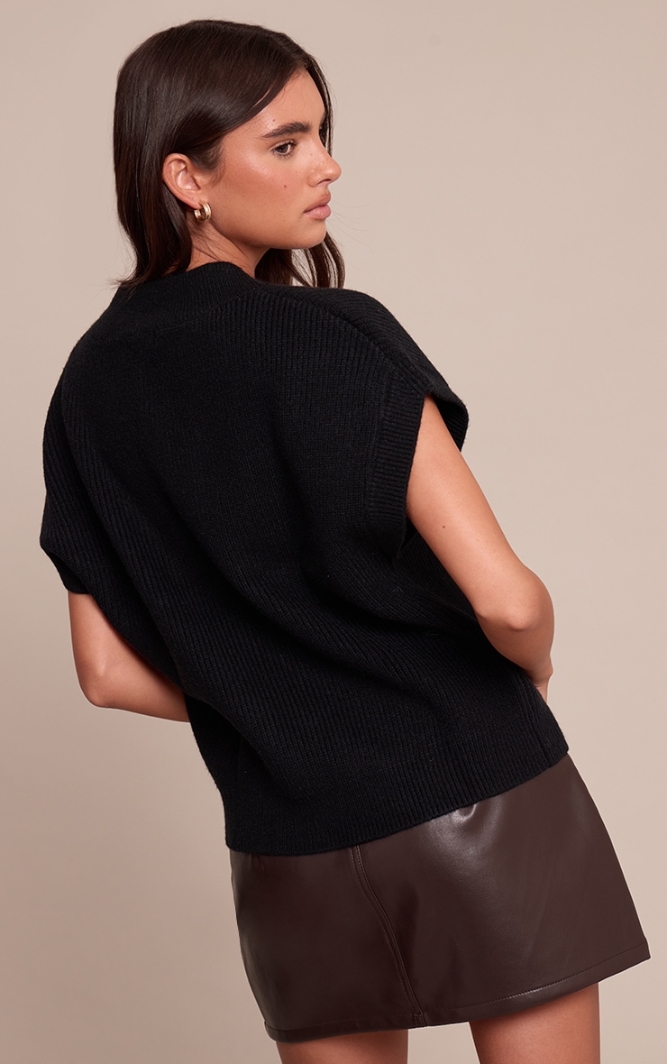 Black Sleeveless Knit Sweater image 2