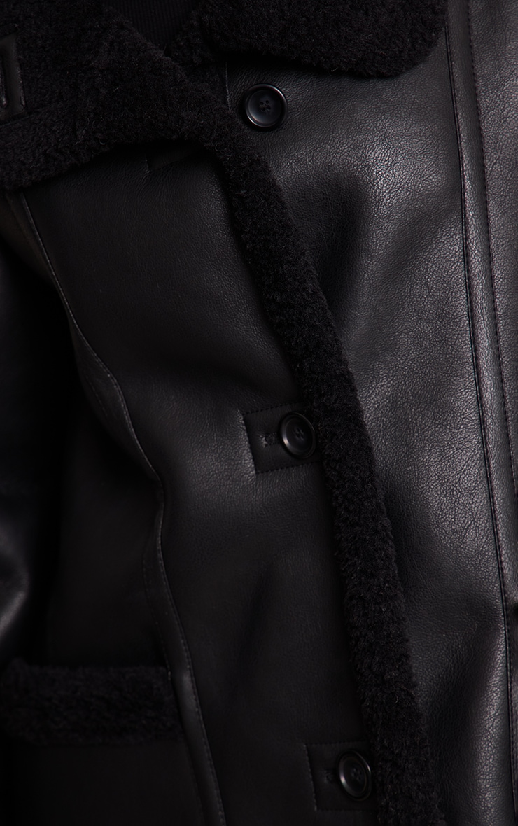 Petite Aviateur noir à col entonnoir et doublure en imitation mouton image 4