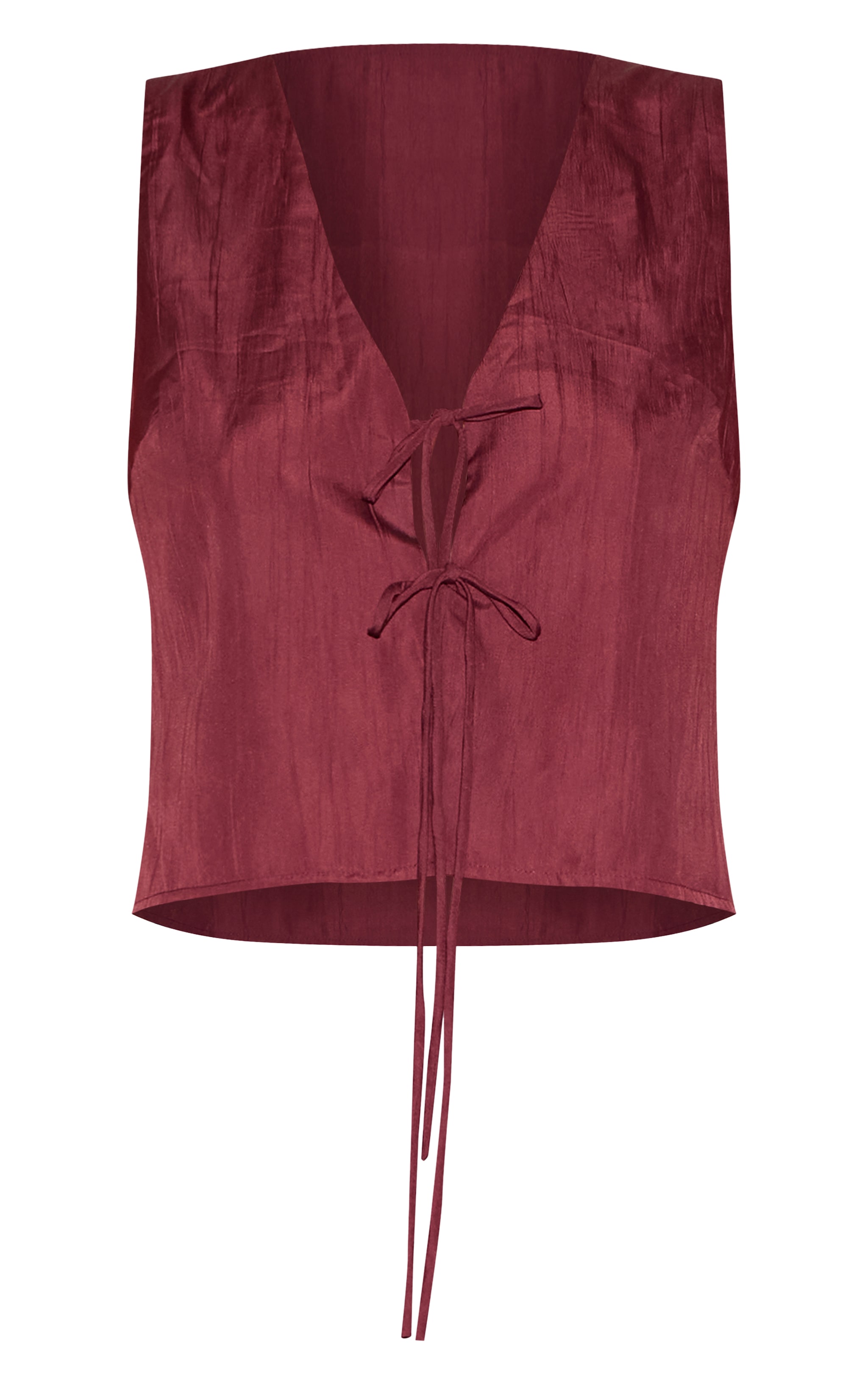 Plum Textured Tie Detail Vest image 5