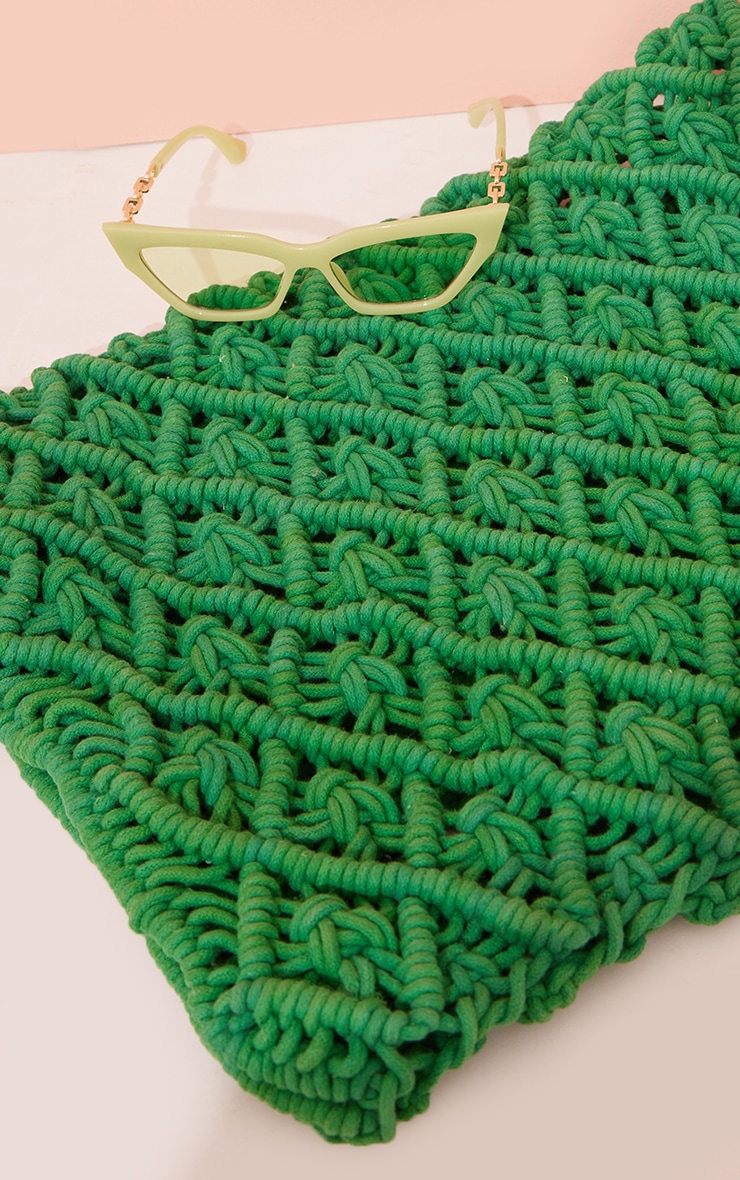 Tote bag de plage en macramé vert image 3