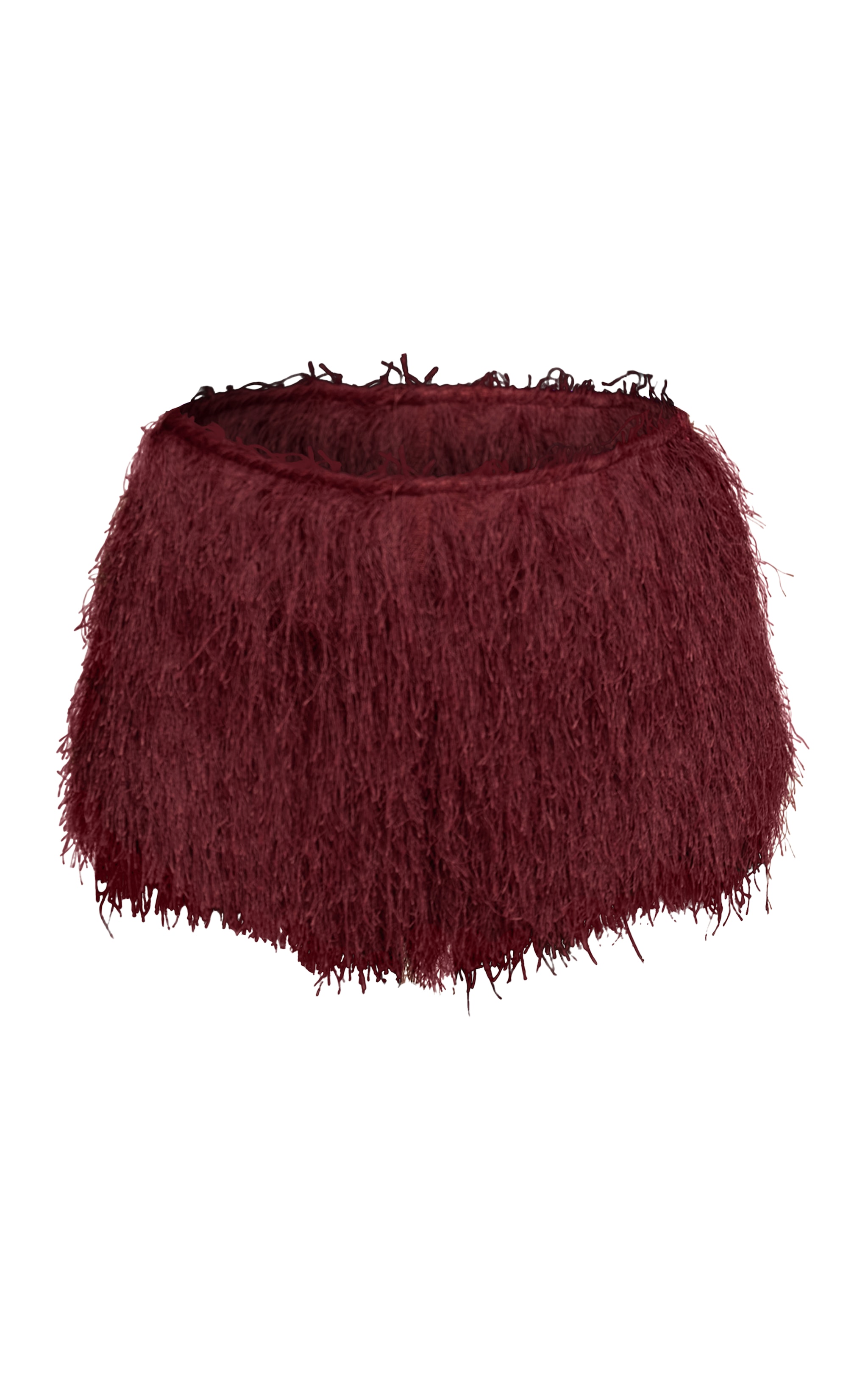 Plum Textured Faux Fur Hot Pants image 6