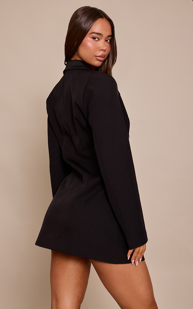 Black Woven Tailored Structured Blazer Dress image 2