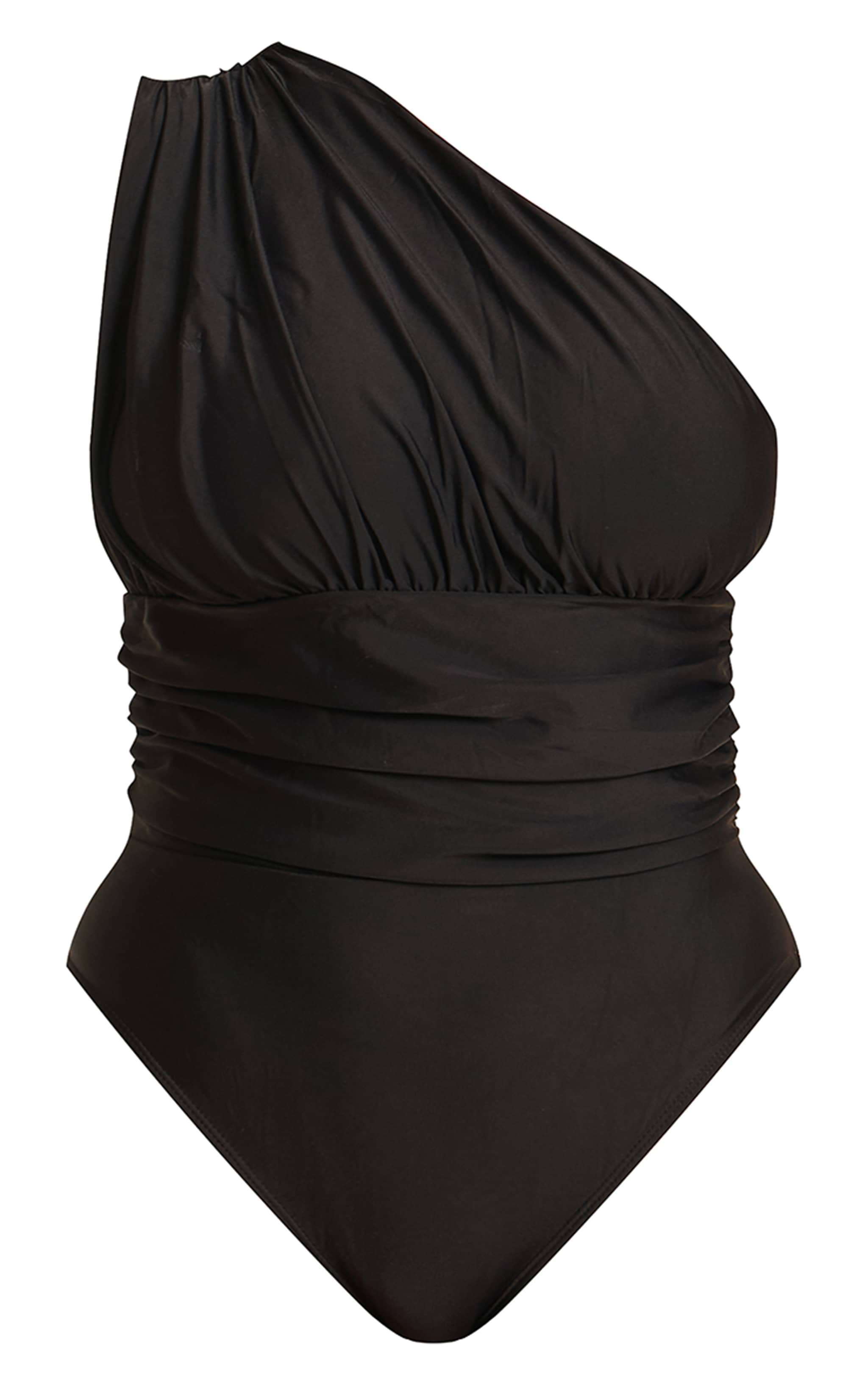 Shape Black One Shoulder Ruched Swimsuit image 5