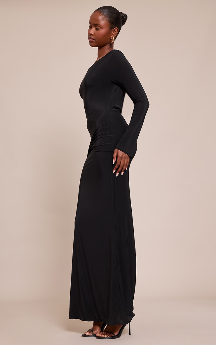 Black Double Slinky Twist Detail Maxi Dress image 3