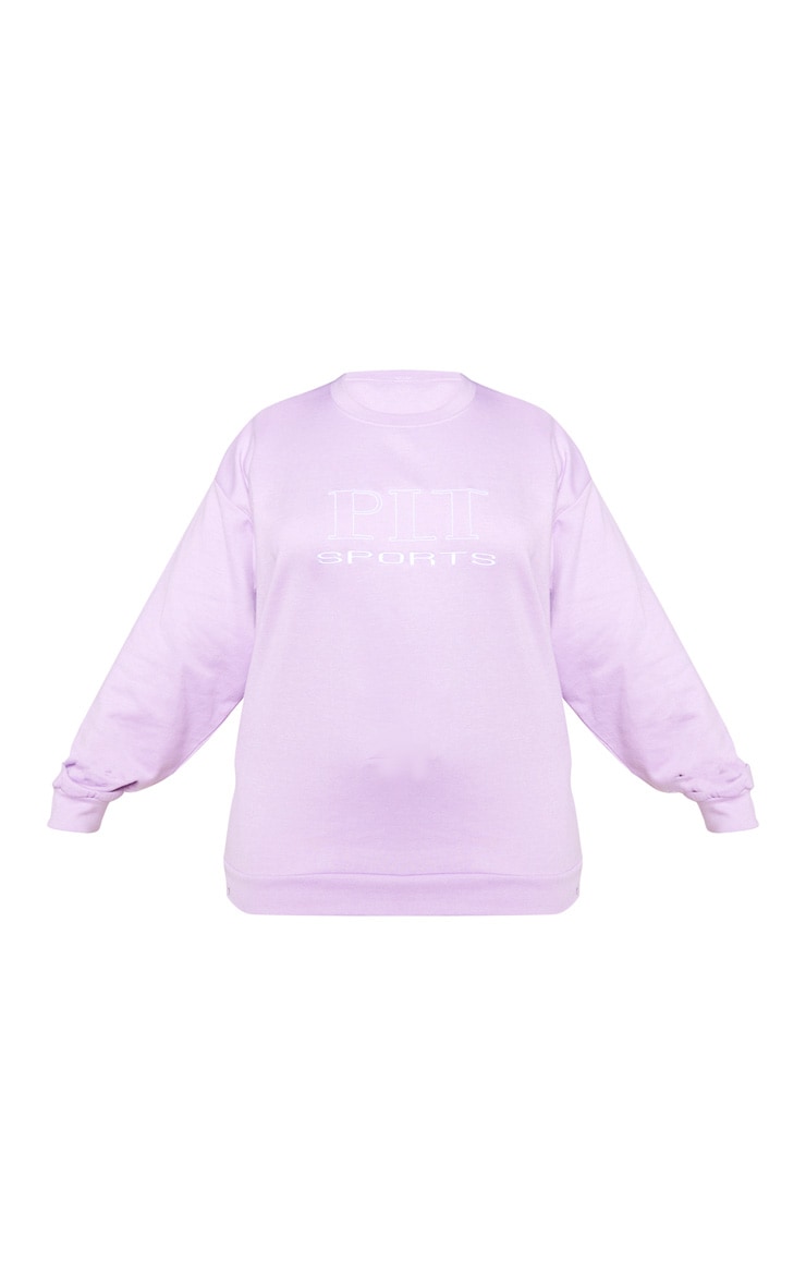 PRETTYLITTLETHING Plus Lilac Oversized Embroidered Sweatshirt image 3