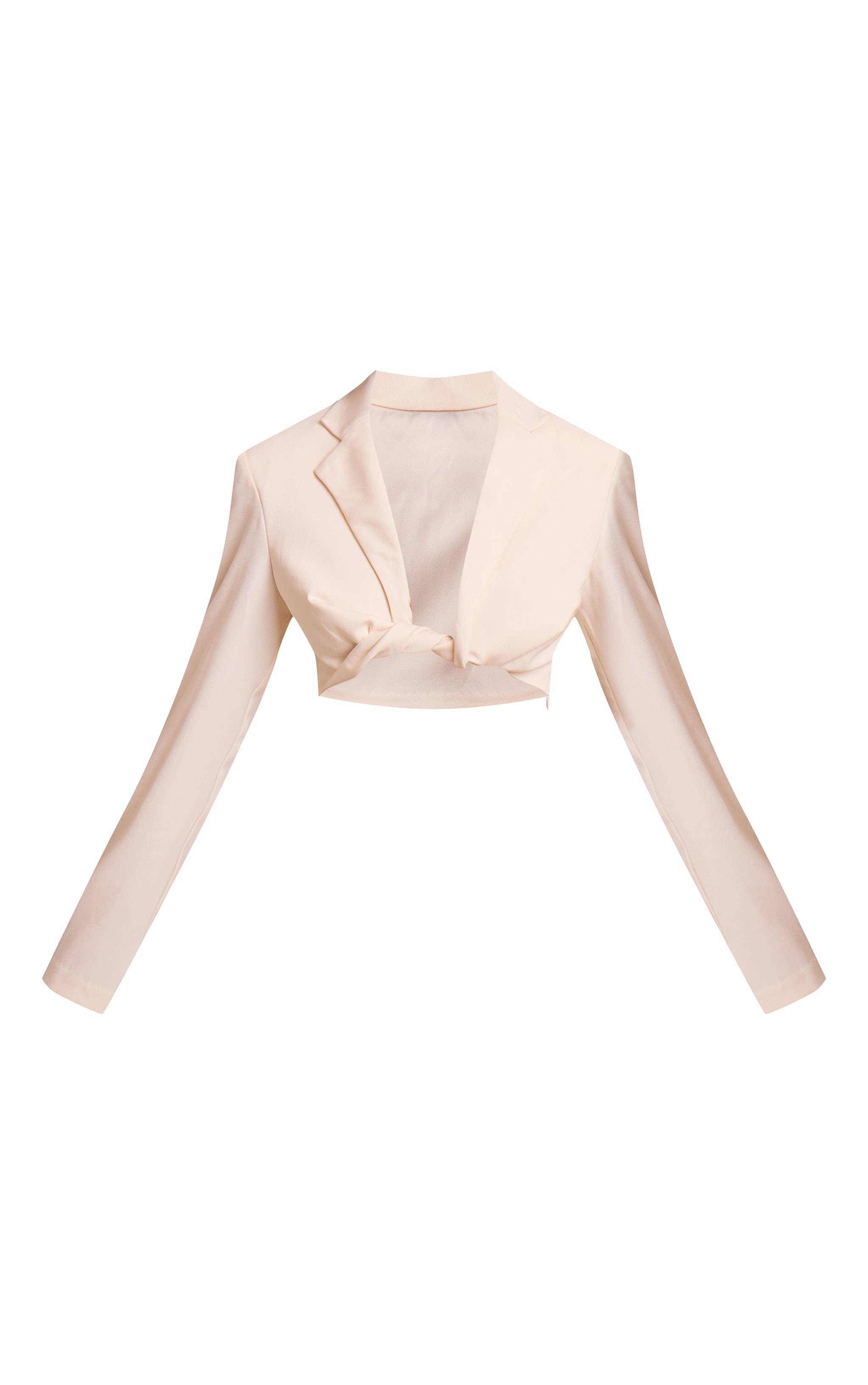 Cream Twist Detail Long Sleeve Cropped Blazer image 5